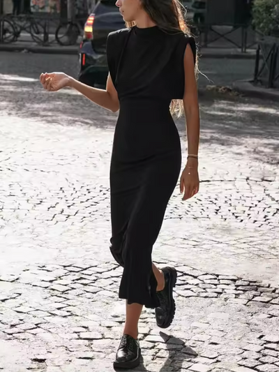 Elegant svart midi-kjole